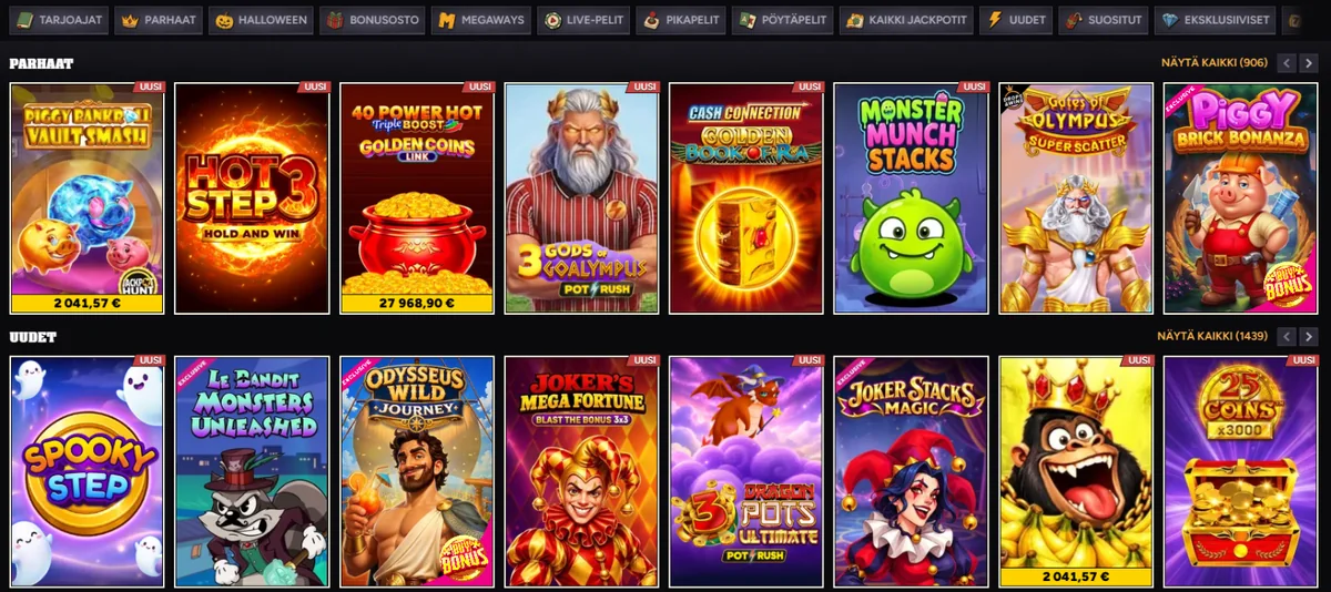 Wintino Casino – kasinoaula ja peliosiot